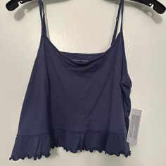 Navy Crop Tank, New With Tags! Casual Navy Tops For Spring, Blue Cotton Tank Top For Loungewear, Navy Top For Spring Loungewear, Navy Trendy Tops For Spring, Navy Spring Vacation Top, Navy Tops For Spring Vacation, Trendy Navy Tops For Spring, Navy Tank Top For Spring, Navy Cotton Tank Top For Spring