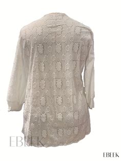 Ebeek - Womens Plus Size Solid Lace Half Sleeve Open Front Casual Cardigan Casual Open Front Blouse For Fall, Spring Beach Outerwear With 3/4 Sleeves, Beach Outerwear For Spring With 3/4 Sleeves, Casual White 3/4 Sleeve Cardigan, Casual White Cardigan With 3/4 Sleeve, 3/4 Sleeve Cardigan For Beach In Fall, 3/4 Sleeve Fall Beach Cardigan, Beach Cardigan With 3/4 Sleeve For Fall, Fall Beach Cardigan With 3/4 Sleeves