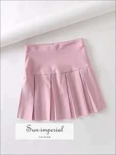 Women Solid Pink High Rise Stretch Pleated Mini Skirt with side Zip and Raw Hem detail Velvet Two Piece Set, Edgy Emo, Skirt Set Two Piece, Empire Pattern, Imperial Fashion, Table S, Bodycon Dress Casual, Dress Night Out, Clueless Outfits