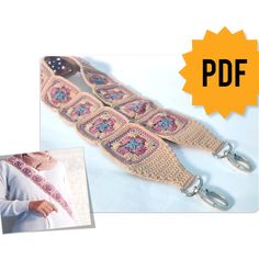 a crocheted key fob is shown with an image of the lanyard