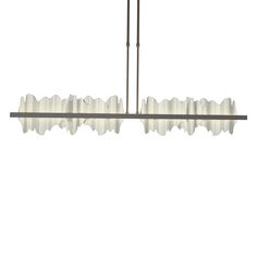 a large rectangular light fixture with two long lights hanging from it's center bar