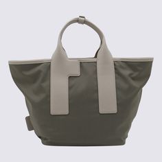 60% Nylon, 40% Calf Leather Top Handle Nylon Shopping Bag, Modern Nylon Bags For Shopping, Nylon Tote Bags With Handles, Modern Nylon Shopping Bag, Luxury Nylon Shoulder Bag With Leather Handles, Khaki Nylon Bag With Removable Pouch, Nylon Bags With Handles For Daily Use, Luxury Green Nylon Bag, Beige Nylon Shoulder Bag For Shopping