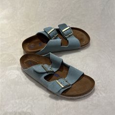 New Without Box Size 39 Women’s Blue Suede Color Shoes Birkenstock, Footbed Sandals, Birkenstock Arizona, Birkenstock Shoes, Blue Suede, Women's Shoes Sandals, Birkenstock, Shoes Sandals, Arizona