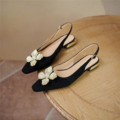 Shop Black 2022 Wedding Flower Flats Buckle Slingback Bride Leather Shoes color Black for Going out, Party, Wedding, Work with worldwide Free shipping & Free return. Summer Prom Slingback Pumps With Low Heel, Elegant Gold Slingback Sandals With Flat Heel, Spring Prom Low Heel Slingback Pumps, Low Heel Slingback Pumps For Spring Prom, Low Heel Slingback Pumps For Prom In Spring, Pointed Toe Sandals For Spring Wedding Guests, Gold Wedding Guest Shoes For Spring, Gold Wedding Shoes For Spring Wedding Guest, Gold Flat Heel Slingback Sandals For Formal Events