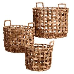 Lucia baskets ( Set Of 3) | Bins, Baskets & Buckets | Modishstore Living Room Shelf, Laundry Hamper With Lid, Room Shelf, Natural Baskets, Jute Basket, Lidded Baskets, Seagrass Basket, Bamboo Basket, Living Room Shelves