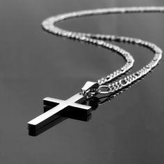 "*Christian cross necklace is Highly polished shiny both sides surface simple and classic design pendant with high quality 3mm Figaro Link chain. *Men's Cross Necklace, cross pendant with chain High Quality 316L Stainless Steel is Commonly used for jewelry because it will not oxidize or turn black with only minimal maintenance. *Cross Pendant size : Length - 1.26\"(32mm), Width - 0.7\"(17mm), Cross Chain size : Length - 18\" - 24\", Width - 3mm. Four different lengths provided for you option, Se Classic Silver Crucifix Necklace, Engraved Stainless Steel Cross Necklaces, Engraved Stainless Steel Cross Pendant Necklace, Spiritual Stainless Steel Necklaces For Father's Day, Spiritual Stainless Steel Necklace For Father's Day, Classic Engraved Cross Pendant Necklace, Classic Engraved Crucifix Necklace, Crucifix Necklace For Father's Day Gift, Spiritual Stainless Steel Clavicle Chain Necklace