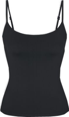 Fitted Elastane Camisole With Built-in Bra, Elastane Camisole With Built-in Bra, Black Camisole With Built-in Bra For Layering, Camisole With Built-in Bra And Minimal Stretch, Shapewear Tank Top With Built-in Bra And Wide Straps, Sleek Stretch Solid Color Tank Top, Sleek Tops With Built-in Bra And Scoop Neck, Second-skin Camisole For Layering, Scoop Neck Camisole With Built-in Bra