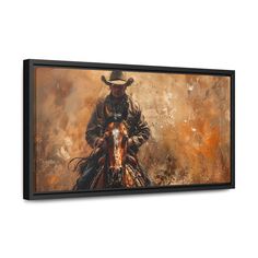 a painting of a cowboy riding a horse