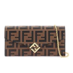 Fendi Ff Diamonds Wallet On Chain Is Made From Calfskin Leather And Adorned With A Golden Fendi Diamonds Logo. - Snap Closure. - Detachable Shoulder Strap - Measurements: Depth 1in Height 3.5in Width 7.5in - Made In Italy - Comes With A Box And A Dust Bag. - Designer Sku Number: 8m0365adym - Designer Color: F13vk Modecraze Is An Online Platform That Offers The Best Designer Products From Europe To Customers All Over The World. Our Exclusive Partnerships With European Retailers Ensure That We Cur Designer Brown Wallet On Chain With Chain Strap, Luxury Brown Leather Wallet On Chain, Elegant Brown Wallet With Chain Strap, Elegant Brown Wallets With Chain Strap, Designer Brown Clutch For Evening, Evening Brown Wallet With Chain Strap, Evening Brown Wallets With Chain Strap, Designer Brown Wallet For Evening, Elegant Brown Wallet On Chain With Chain Strap