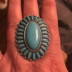 Beautiful Navajo Turquoise Ring - Adjustable Southwest Jewelry, Navajo Turquoise, Ring Color, Adjustable Ring, Womens Jewelry Rings, Adjustable Rings, Blue And Silver, Turquoise Ring, Jewelry Rings