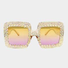 Brand New Yellow And Pink Studded Square Frame Sunglasses With A Yellow And Pink Ombr Tint Lens High Quality Uv 400 Comes With Case And Cleaning Cloth If You Like Fashion Accessories Summer Style Handbags Designer Frames Earrings Bracelets Rings Sunglasses Spring Dresses Boho Chic Hippie Trendy Shoes Glam Jewelry Stunning Colors Beaded Jewels Then Shop My Closet Boutique Multicolor Glass Sunglasses For Summer, Glamorous Beach Sunglasses With Tinted Lenses, Gold Square Frame Sunglasses For Beach, Glamorous Tinted Sunglasses For The Beach, Party Sunglasses With Square Glass Frame, Gold Polarized Sunglasses For Party, Gold Sunglasses With Gradient Lenses For Vacation, Glamorous Beach Sunglasses With Uv Protection, Gold Mirrored Sunglasses For Beach