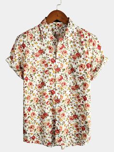 Collared Hawaiian Shirt With Pockets For Summer, Summer Collared Hawaiian Shirt With Pockets, Beach Season Cotton Shirt With Casual Collar, White Summer Camp Shirt With Pockets, Summer White Camp Shirt With Pockets, Relaxed Fit Shirt With Pockets For Beach Season, Cotton Short Sleeve Button-up Shirt For Beach Season, White Camp Shirt With Button Closure For Summer, Summer Camp Shirt With Pockets And Button-up