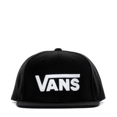 To be real, the Vans Drop V II Snapback cap sells itself. The classic drop V Vans logo on the front boats classic skater style and the simple design pairs well with everything. We recommend pairing this cap with a classic Vans skate shoe for that SoCal skater look. Classic 6-Panel design. Flat nill construction. Adjustable snap closure. Embroidered Vans logo. Fabric: 80% Acrylic, 20% Wool. Imported. Black Logo Print Baseball Cap For Streetwear, Black Baseball Cap With Logo For Streetwear, Classic Snapback Hat With Logo Patch For Streetwear, Classic Black Snapback Hat With Logo Patch, Casual Baseball Cap With Logo And Flat Bill, Casual Flat Bill Baseball Cap With Logo, Logo Snapback Hat With Curved Bill For Streetwear, Urban Snapback Hat For Skateboarding, Classic Logo Print Hat For Streetwear