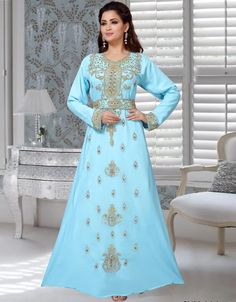 Add glam to your wardrobe😉😃 Muslimah Sky Blue Georgette Moroccan Kaftan Shop the Collection: https://bit.ly/3Uu75rY Apply Code : BTGO-30 buy 2 item get 1 at 30% off #kaftaneveninggown #prayerkaftan #turkishkaftan #kaftangown #kaftancollection #kaftan #caftan #arabicattire Kaftan Embroidery, Plus Size Lehenga, Kaftan Gown, Modest Evening Dress, Embroidered Kurti, Zari Embroidery, Pearl Embroidery, Moroccan Kaftan, Casual Saree