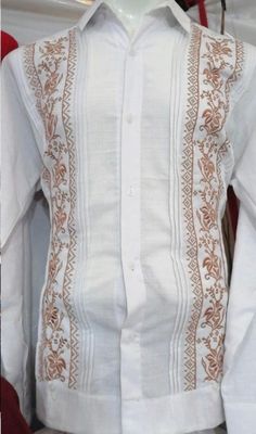 Guayabera Mexican Shirt by Lino mod. Merida | Etsy Traditional Mexican Shirt, White Long Sleeve Shirt With Machine Embroidery, Traditional Long Sleeve Linen Shirt, Traditional Cotton Shirt With Intricate Embroidery, Traditional White Linen Shirt, Traditional White Embroidered Shirt, Traditional Fit Embroidered Shirt, Traditional Embroidered Fitted Shirt, Traditional Fitted Embroidered Shirt