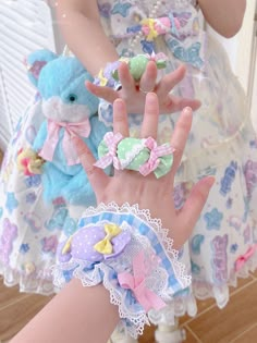 This price is for a pair of wrist cuffs only, others are not included. Decora Kei Outfits, Cute Korean Outfits, Rainbow Kawaii, Funky Accessories, Pastel Kawaii, Muffin Bread, Kawaii Core, Club Outfit Ideas, Character Design Animation