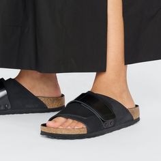 Kyoto Nubuck Leather Black | BIRKENSTOCK Modern Adjustable Slide Sandals, Modern Black Slides With Buckle Closure, Black Double Strap Footbed Sandals With Heel Loop, Modern Black Double Strap Footbed Sandals, Modern Slides With Leather Footbed And Single Toe Strap, Modern Slides With Single Toe Strap And Leather Footbed, Modern Slides With Removable Insole And Double Strap, Modern Slides With Double Strap And Removable Insole, Modern Adjustable Open Toe Slides