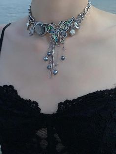 Butterfly Duke Tassel Choker | Jewelry | Three Fleas Faerie Jewelry, Faery Jewelry, Accessories Board, Fantasy Crown, Butterfly Choker, Butterfly Fashion, Fairy Jewelry, Choker Jewelry, Jewelry Choker