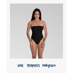 tube top inspired body suit. Strapless Bodysuit, Black Bodysuit, Body Suit, Tube Top, Fabric Material, Sweatpants, Black, Tracksuit Bottoms