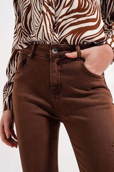 Raw Hem Skinny Jeans in Brown - Himelhoch's Fold Sleeves, Jeans Tall, Jeans Trend, Mens Lightweight Jacket, Men Parka, Beige Jeans, How To Fold Sleeves, Types Of Jeans, Oxford Brogues