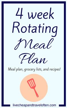 4 Week Rotating Meal Plan | Etsy Easy Diet Meal Plan, Rotation Diet, Simple Keto Diet, Best Diet Plans, Healthy Diet Meal Plan, Healthy Meals Recipes, Daily Meal Plan