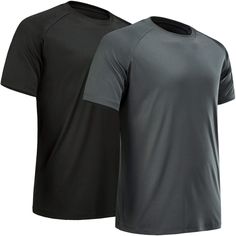 two men's black and grey t - shirts with short sleeves, one in the middle