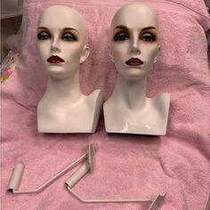 Mannequin Heads 2 Rare Hand Painted, 14” Tall, 21” Circumference, Comes With Slat Wall Attachments Tall Hat, Mannequin Heads, Slat Wall, Paint Colors, Color White, Hand Painted, Women Accessories, Hats, Wall