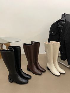 LBSFY - Round Toe Women Knee High boots Side Zipper 2024 New Arrivals Fashion Party Pumps Thick Mid Heels Black Brown White Knight Botas Size 225=35=22.5cm Size 230=36=23cm Size 235=37=23.5cm Size 240=38=24cm Size 245=39=24.5cmSize 250=40=25cm Women Knee High Boots, White Knight, Party Pumps, Womens Knee High Boots, Fashion Sandals, Heels Black, Mid Heel, Black Heels, Knee High Boots