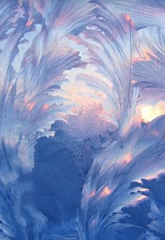 frosted glass with blue and pink colors on it