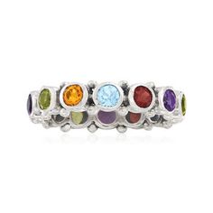 Ross-Simons - 1.70 ct. t. w. Multi-Gemstone Eternity Band Ring in Sterling Silver. Size 10. This 1.70 ct. tot. gem wt. multi-gemstone eternity band is a rainbow of delight. A dream come true for jewelry lovers, it features round blue topaz, amethyst, garnet, peridot, citrine and rhodolite garnet gemstones in a chic bezel-set design. Set in polished sterling silver. 3/16" wide. Multi-gemstone eternity band. Eternity Band Ring, A Dream Come True, Rhodolite Garnet, Citrine Gemstone, Garnet Gemstone, Design Set, Eternity Band, Sterling Silver Bands, Dream Come True