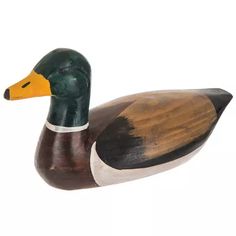 a wooden duck on a white background