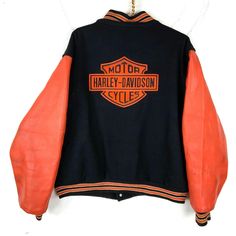 Vintage Harley Davidson Wool Leather Bomber Jacket XL Made In Usa Snap Button Size/Measurements (Based in inches) Size - XL Pit to pit - 26.5" Length - 26" Shoulder to cuff - 26" Condition / Details Light stains on both sleeves Combined Shipping: We provide combined shipping, please contact us for a quote College Button-up Varsity Jacket For Fall, Fall College Varsity Jacket Button-up, Casual Leather Jacket With Buttons For Streetwear, College Fall Outerwear With Buttons, Fall College Outerwear With Buttons, Fall Button-up Varsity Jacket, Fall Streetwear Leather Jacket With Buttons, Fall Streetwear Varsity Jacket With Snap Buttons, Fall Varsity Jacket With Snap Buttons For Streetwear