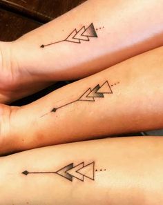 Three triangles that are separate but together just like the siblings they are on. 3 Sister Tattoos, Siblings Tattoo For 3, Tattoo Friends, Matching Tattoos For Siblings, Sisters Tattoo, Brother Tattoos, Matching Sister Tattoos, Triangle Tattoos, Sibling Tattoos