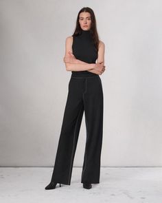 Buy Irina Ponte Stitch Pant for USD 328.00 | rag & bone Ponte Pants, Scarf Poncho, Fabric Black, Wide Leg Denim, Pants Black, Sweater Skirt, Bottoms Pants, Denim Dress, Vest Jacket