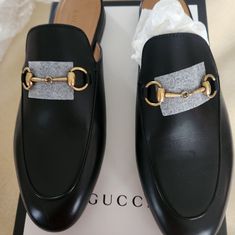 Authetic Gucci Princetown Leather Horsebit Mules Slippers. Will Be Authenticated By Poshmark. New In Box. Ordred From Gucci. Com. No Lowball Offers Please. Gucci Princetown, Shoes Gucci, Gucci Shoes, Mule Clogs, Mules Shoes, New Color, Clogs, Slippers, Gucci