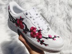 Custom Nike Air Force 1 With Embroidered Metallic Pink Cherry Blossoms Women's White Custom Sneakers Women's Custom Kicks Nike Air Force 1s - available in men's and kids sizes as well. Design is permanent and waterproof. Shipping : Shoes are made to order, time to create this special item just for you is around 1-2 weeks. After shipping your package will arrive in 2-4 business days for US orders 5-14 business days for International orders. Shipping upgrades available, rush your order to guarante Custom White Sneakers For Spring, Hand Painted Pink Sneakers For Spring, Hand Painted Low-top Sneakers For Spring, Low-top Appliqued Sneakers For Spring, Low-top Applique Sneakers For Spring, Low-top Sneakers With Appliques For Spring, Spring Low-top Sneakers With Appliques, Pink Sneakers With Embroidered Logo For Spring, Casual Sneakers With 3d Embroidery For Spring