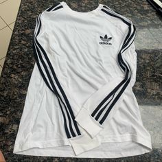 Never Worn. No Tags. Nice And Comfortable. Perfect Condition. White Adidas Top For Spring, White Tops With Three Stripes Branding For Spring, White Top With Three Stripes For Fall, Adidas Womens, White Adidas, Adidas Women, Women Long Sleeve, Long Sleeve Tees, Black White