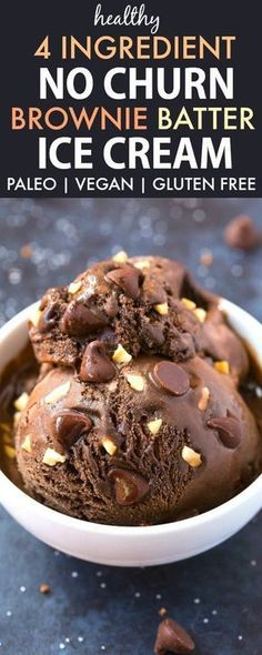 three ingredient no churn brownie batter ice cream