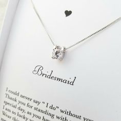 * This necklace is for Bridesmaid Necklace .* You can use- Wedding, Mother's Day, Christmas, Valentines day, birthday ….all Party.*Item DescriptionNecklace Length -17.5"                  Pendant- L 10 mm  W-8 mm* Material - Cubic Zircon. 18 K  gold plated over copper.*Gift Box Size (W 3 4/3  L 5 1/4)   This product come with your choice of jewelry card and gift box.If you want use for other occasion just indicate the card# (W 01  F 01 etc..)when you ordering.Thank you for visiting our shop! Tiny Diamond Necklace, Round Pearl Earrings, Pearl Teardrop Earrings, Bridesmaid Necklace Gift, Gold Leaf Necklace, Moon Necklace Silver, Gold Moon Necklace, Rose Gold Pearl, Pearl Jewels