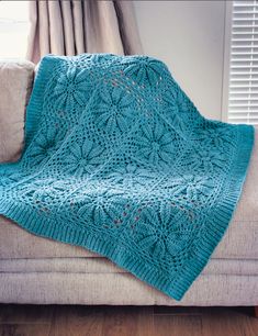 Designed by Holland Designs Crochet. Worked in squares to create a unique afghan to compliment any home. Kit includes Mary Maxim Mellowspun DK yarn and pattern. Requires crochet hook H-8. Size 46 x 56". Intermediate Crochet. Motifs Afghans, Beau Crochet, Light Worsted Weight Yarn, Confection Au Crochet, Pull Crochet, Crochet Blanket Designs, Haken Baby, Crochet Simple, Afghan Patterns