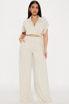 Andrea Linen Pant Set - Oatmeal Linen Women Outfits, Short Sets For Women Two Pieces, Linen Pant Set, Linen Two Piece Set, Black Linen Pants, Rick Y Morty, Linen Pant, Crop Top Set, 2 Piece Outfit