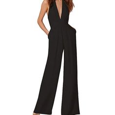 Black Jumpsuit. Never Worn. Perfect For A Night Out, A Casual Wedding, And Day Time Wear! Size Large. Fits Like An 8-10. Elegant V-neck Jumpsuits And Rompers For Going Out, Backless Jumpsuits And Rompers For Spring Formal, Backless Formal Jumpsuits And Rompers For Spring, Elegant Halter Neck Jumpsuits And Rompers For Formal Occasions, Backless Formal Jumpsuit For Spring, Formal Backless Jumpsuit For Spring, Elegant Halter Neck Jumpsuits For Night Out, Elegant Formal Halter Neck Jumpsuits And Rompers, Elegant Formal Halter Neck Jumpsuits