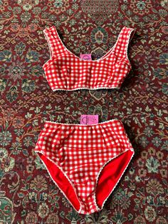 Super cute coquette vintage Americana 🍒 set from hammies. size: XL TRUE TO SIZE pre-owned Retro Gingham Swimwear For Summer, Cotton Gingham Swimwear For Summer, Cotton Gingham Swimwear For The Beach, Gingham Swimsuit, Cute Coquette, Coquette Vintage, Vintage Americana, Creating Characters, Black Ink Tattoos