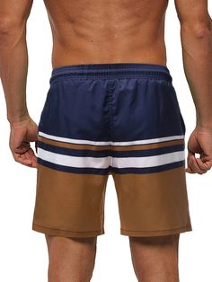 Upgrade your swimwear game with our must-have Striped Drawstring Swim Shorts. The classic striped pattern is effortlessly cool, while the patched details give them a touch of individuality. The drawstring closure ensures a comfortable fit, and the pocket adds practicality. Get ready to turn heads wherever you go! Details: Pattern Type: Striped Details: Patched, Drawstring, Pocket Type: Bottoms Bottom Type: Shorts Fabric: Non-Stretch Composition: 100% Polyester Care Instructions: Machine wash or Striped Swim Trunks For Swimming, Casual Tie-side Pool Bottoms, Striped Swim Trunks For Beachwear, Striped Swim Trunks For Swimming Beachwear, Casual Swimming Tie-side Bottoms, Casual Tie-side Swimming Bottoms, Casual Tie-side Bottoms For Swimming, Casual Swim Trunks With Tie-side Bottom For Poolside, Sporty Striped Swim Trunks For Summer