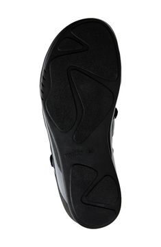 This sturdy yet flexible sandal offers convenient all-day comfort, while the adjustable hook-and-loop straps ensure a perfect fit. Flat sole Cushioned footbed with arch support Leather upper and lining/synthetic sole Imported Leather Sandals With Slip-resistant Round Toe, Synthetic Closed Toe Sport Sandals With Leather Footbed, Sport Sandals With Arch Support For Walking, Leather Slip-on Slip-resistant Sandals, Functional Open Toe Slip-resistant Sandals, Functional Open Toe Sandals With Ortholite Insole, Leather Slip-on Sandals With Slip-resistant Sole, Slip-on Leather Sandals With Slip-resistant Sole, Slip-resistant Open Toe Sandals