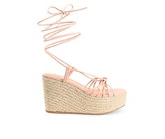 With the Catalinn by Journee Collection, you can bring on the summer vibes. The multi-straps on this tie-up shoe are guaranteed to brighten up your day. Soft vegan leather uppers, a 4 mm Tru Comfort Foam™ footbed, and an espadrille-wrapped platform heel add texture to the design. Luxe Vegan Leather upper, Dainty ankle wrap tie-up design, Approx. 4\ espadrille wrapped platform / wedge, Open Soft Square toe, Tru Comfort Foam™ footbed, Man-made outsole, Caged multi-strap design with knotted detail Summer Synthetic Strappy Lace-up Sandals, Summer High Heel Lace-up Sandals With Strap, Synthetic Lace-up Sandals For Summer, Summer Synthetic Lace-up Sandals, Spring Lace-up Wedge Sandals With Wrapped Heel, Summer Lace-up Platform Sandals, Summer Lace-up Sandals With Strap And Round Toe, Trendy Spring Lace-up Sandals With Straps, Summer Leather Strappy Wedge Sandals