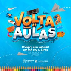 the poster for volta as aulas, which is written in spanish and english