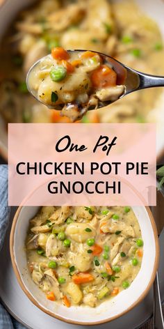 one pot chicken pot pie gnocchi is an easy and delicious dinner that's ready in under 30 minutes