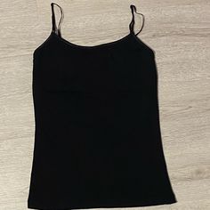 Brand New With Built In Bra Size Xs Black Cami Top With Built-in Bra, Black Cotton Tops With Built-in Bra, Black Fitted Camisole Top, Black Fitted Camisole Casual Style, Black Fitted Casual Camisole, Fitted Black Casual Camisole, Casual Black Fitted Camisole, Black Stretch Cami Top, Black Stretch Cotton Tank Top