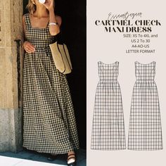 Cartmel Check Maxi Dress, PDF Sewing Pattern, Digital Sewing, Women Sewing Summer Dress, Suitable For Us Letter-A4-A0 Format Jeans To Dress Diy, Flowy Skirt Sewing Pattern, Sewing Pattern Nightgown, Simple Dress Patterns For Women, Trending Sewing Patterns, Dainty Dress Outfit, One Size Dress, Sydney Graham Sewing, Patchwork Dress Pattern Free Sewing